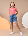 U.S. Polo Assn. Kids Girls Brand Printed Regular Fit T-Shirt