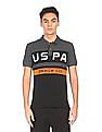 U.S. Polo Assn. Denim Co. Ribbed Collar Brand Print Polo Shirt