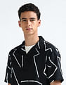 Flying Machine Cuban Collar Printed Holiday Shirt