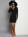 Calvin Klein Layered Sheer Ribbed Dress