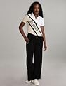 Tommy Hilfiger Womens Beige Colour Blocked Polo Shirt