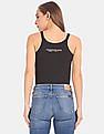 Calvin Klein Underwear Women Black Monogram Logo Print Cotton Bodysuit