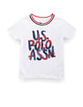 U.S. Polo Assn. Kids Boys Striped Collar Brand Print T-Shirt