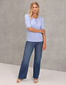 U.S. Polo Assn. Women Puff Sleeve Criss Cross Neckline Top