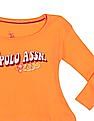 U.S. Polo Assn. Kids Girls Orange Round Neck Graphic Print T Shirt