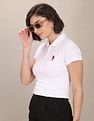 U.S. Polo Assn. Women Brand Logo Solid Pique Polo Shirt