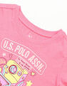 U.S. Polo Assn. Kids Girls Graphic Printed Regular Fit T-Shirt