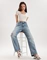 Calvin Klein Jeans Mid-Wash Straight-Fit High Rise Jeans