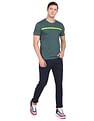 Flying Machine Crew Neck Brand Stripe Heathered T-Shirt