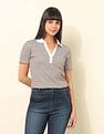 U.S. Polo Assn. Women Boxy Fit Chevron Printed Polo Shirt