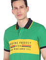 AD by Arvind Cotton Colour Block Polo Shirt
