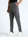 Flying Machine Mid Rise Solid Cargo Pants
