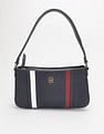 Tommy Hilfiger Striped Navy Pu Shoulder Bag