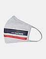 U.S. Polo Assn. Unisex Adults Grey Triple Layer Washable Anti Bacterial Striped Face Masks - Pack Of 3