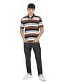AD by Arvind Cotton Horizontal Stripe Polo Shirt