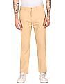 Tommy Hilfiger Men Beige Denton Regular Fit Patterned Casual Trousers