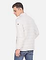 U.S. Polo Assn. Men White Stand Collar Quilted Jacket With Pouch