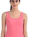 U.S. Polo Assn. Women Pink Ribbed Tank Top