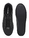Calvin Klein Men Black Vulcanized Zipper Debossed Lace Up Sneakers