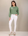U.S. Polo Assn. Women Tipped Crew Neck Solid Sweatshirt