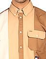 Tommy Hilfiger Men Brown Button Down Collar Color Block Shirt