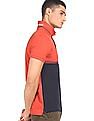 U.S. Polo Assn. Denim Co. Men Rust Stripe Tape Colour Block Polo Shirt