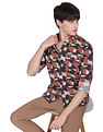 Flying Machine Abstract Print Cotton Shirt