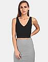 Calvin Klein Women Black Mesh Logo Tape Crop Top
