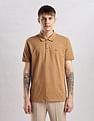 Calvin Klein Jeans Mens Brown Solid Polo Shirts