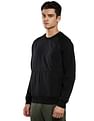 Calvin Klein Men Black Crew Neck Mix Media Sweatshirt