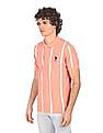 U.S. Polo Assn. Men Peach Striped Short Sleeve Polo Shirt