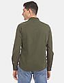 Calvin Klein Men Olive Cotton Twill Utility Double Flap Pocket Casual Shirt
