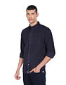 Tommy Hilfiger Men Navy Paisley Print Corduroy Cotton Casual Shirt