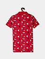 U.S. Polo Assn. Kids Boys Red Allover Horse Print Pique Polo Shirt