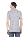 AD by Arvind Heathered Typography Print Cotton Polo Shirt