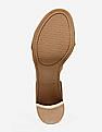 Cole Haan Beige Open Toe Buckled Ankle Strap Leather Block Heels