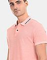 Calvin Klein Men Pink Institutional Heathered Cotton Pique Polo Shirt