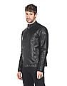 Flying Machine Mandarin Collar Solid Biker Jacket