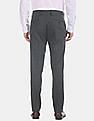USPA Tailored Grey Slim Fit Check Formal Trousers