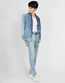 Flying Machine Acid Wash Slash Slim Tapered Fit Jeans