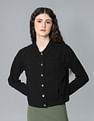 Flying Machine Women Spread Collar Solid Denim Jacket