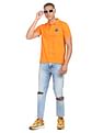 Flying Machine Printed Collar Applique Logo Polo Shirt