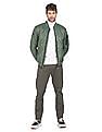 Flying Machine Stand Collar Solid Quilted Jacket