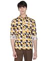 Flying Machine Abstract Print Cotton Shirt