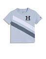 Tommy Hilfiger Boys Blue Diagonal Striped T-Shirt