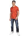 Aeropostale Men Orange Printed Pique Polo Shirt