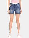 U.S. Polo Assn. Women Blue Whiskered Denim Shorts