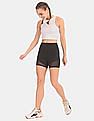 Calvin Klein Women Black Mesh Panel Outline Short Tights
