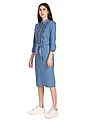 Flying Machine Women Spread Collar Washed Dress