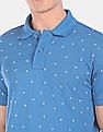 Aeropostale Men Blue Short Sleeve Patterned Weave Pique Polo Shirt